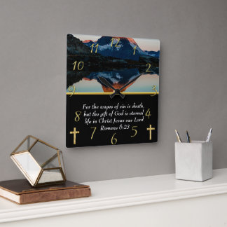 Römer 6:23 Christlicher Faith-Berg Quadratische Wanduhr