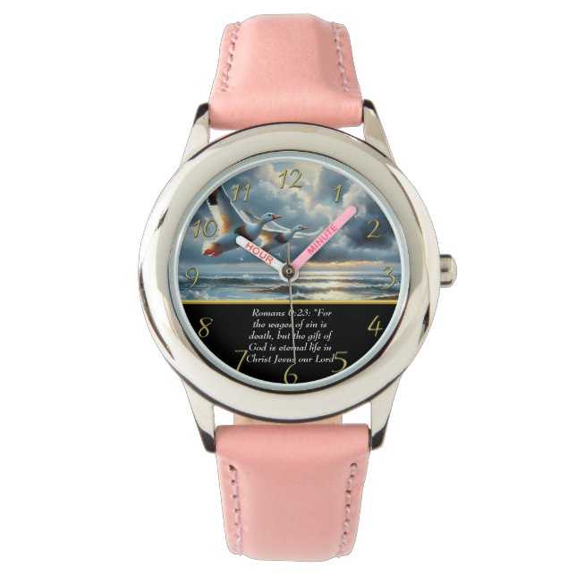 Römer 6:23 Christlicher Glaube kreuzen mit Enten Armbanduhr (Vorderseite)