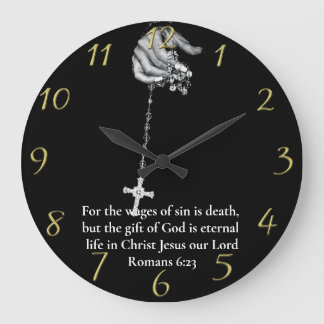 Römer 6:23 Händegold Große Wanduhr