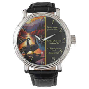 Römer 6:23 Weiße Kirche Gold Armbanduhr