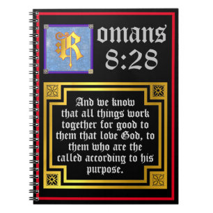 Römer 828 Gold beleuchteter Letter KJV Bible Verse Notizblock