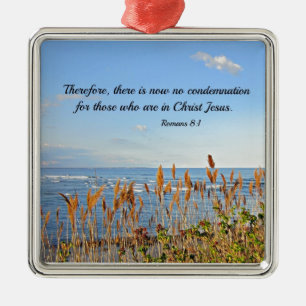Römer 8:1 Darum gibt es jetzt keine Verurteilung Silbernes Ornament