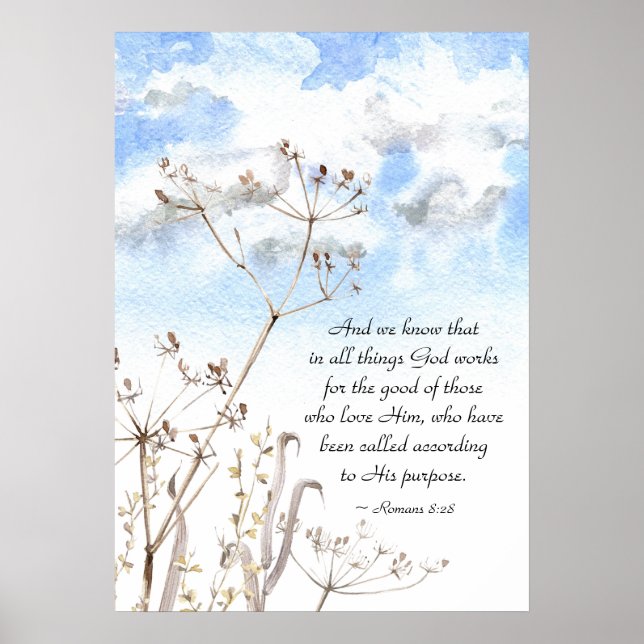 Römer 8:28 Alles, was Gott für das Gute arbeitet Poster (Vorne)