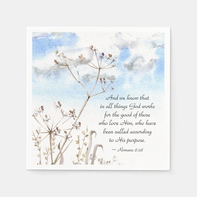 Römer 8:28 Alles, was Gott für das Gute arbeitet Serviette (Vorderseite)