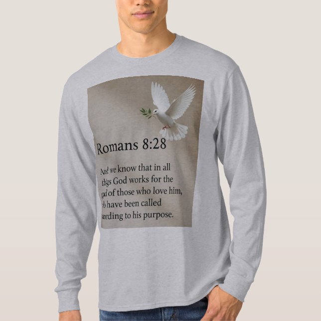 Römer 8:28 Bibelvers Männer Langarm T-Shirt (Vorderseite)