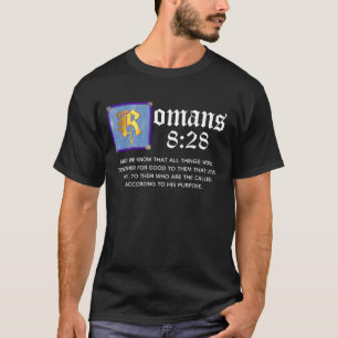 Römer 8 28 blaues goldgelbes beleuchtetes biblisch T-Shirt