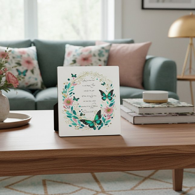 Römer 8:28 Blume und Schmetterlinge Fotoplatte (Von Creator hochgeladen)