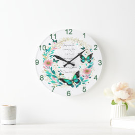 Römer 8:28 Blume und Schmetterlinge Große Wanduhr