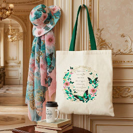 Römer 8:28 Blume und Schmetterlinge Tragetasche