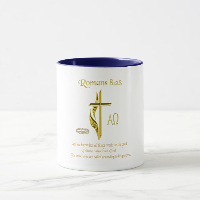 Römer 8:28 Christliche Tasse (Zentrum)