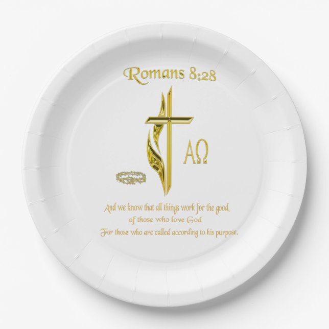 Römer 8:28 Christliche Ware Pappteller (Vorderseite)