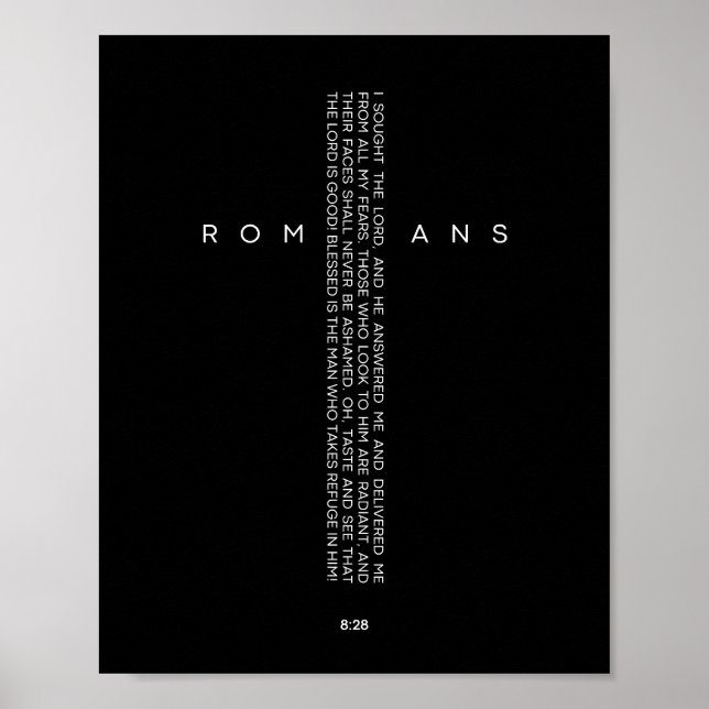 Römer 8:28 Kreuzschrift Kunst Poster (Vorne)