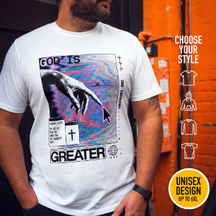 Römer 8:31 Cyberpunk Hand Gottes Glitch-Art T-Shirt