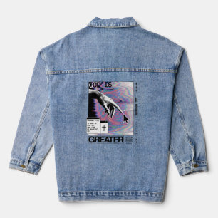 Römer 8:31 Cyberpunk Hand Of God Glitch Art Jeansjacke