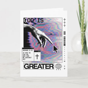 Römer 8:31 Cyberpunk Hand Of God Glitch Art Karte