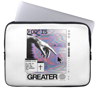 Römer 8:31 Cyberpunk Hand Of God Glitch Art Laptopschutzhülle