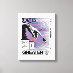 Römer 8:31 Cyberpunk Hand Of God Glitch Art Leinwanddruck