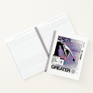 Römer 8:31 Cyberpunk Hand Of God Glitch Art Notizbuch