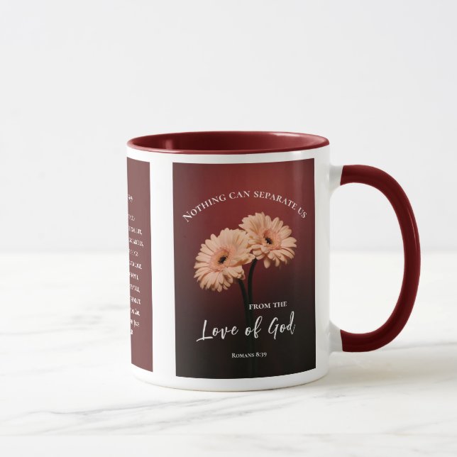 Römer 8 38-39 Liebe des Gottes Bibel Verse Rosa Bl Tasse (Rechts)