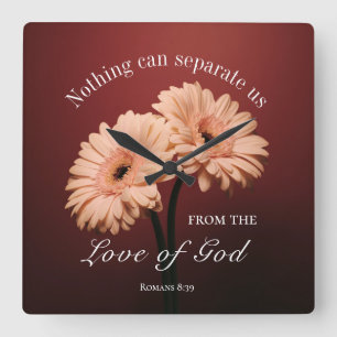 Römer 8 39 Liebe des Verses Gottes Rosa Braun Quadratische Wanduhr