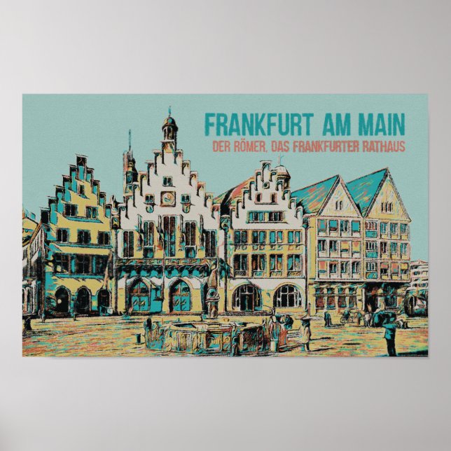 Römer Frankfurt, Iconic City Hall Illustration Poster (Vorne)