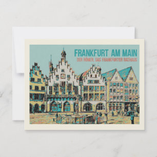 Römer Frankfurt, Iconic City Hall Illustration Postkarte
