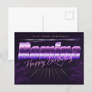 Romina Name Vorname lila Postkarte Geburtstag