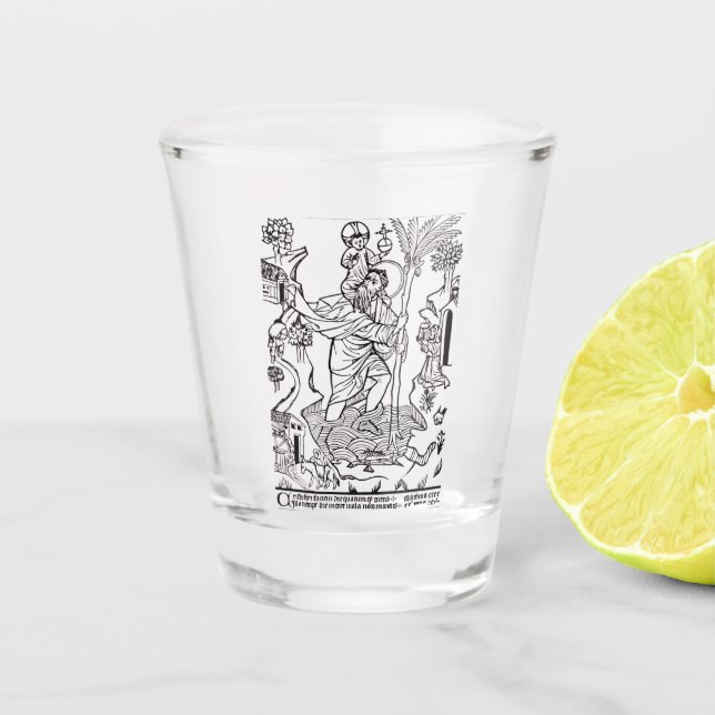 römisch-katholische Saint Christopher Schnapsglas (Vorderseite)