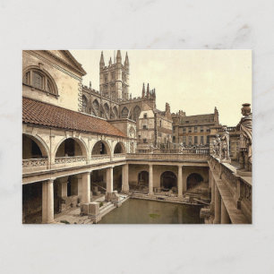 Römische Bäder und Abtei, IV, Bath, England klassi Postkarte