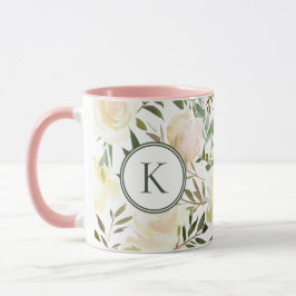 Römische Blütenvanilla Weißfarben Monogramm Tasse