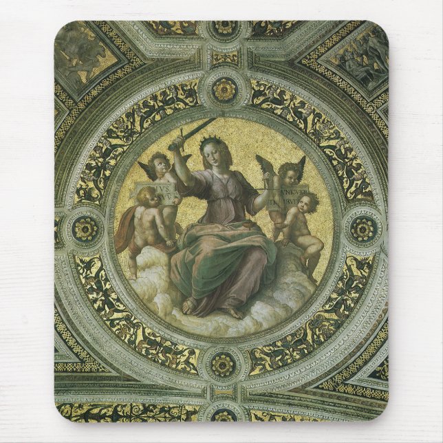 Römische Göttin Gerechtigkeit mit Engeln von Rapha Mousepad (Vorne)