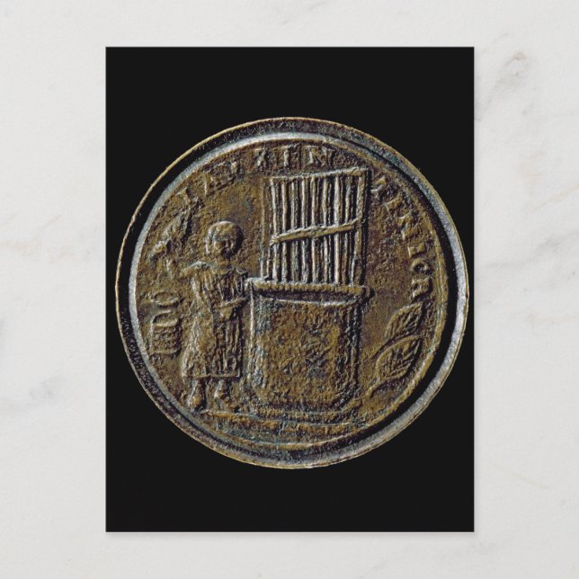 römische Münze mit Orgeldarstellung Postkarte (Vorderseite)