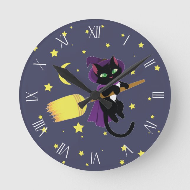 Römische Rufnummern von Fliegerhexen Runde Wanduhr (Vorderseite)