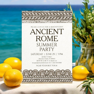 Römische Toga-Party Einladung mit Steinelementen