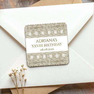 Römische Toga-Party mit eleganten Tempel säulen Quadratischer Aufkleber