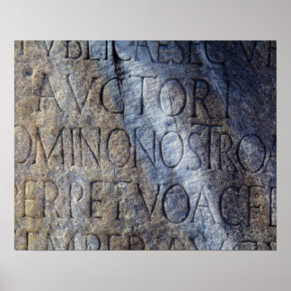 Römische Typografie auf dem Forum, Rom, Italien Poster