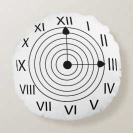 Römische Uhr Schwarz-Weiß-Römische Uhr Rundes Kissen