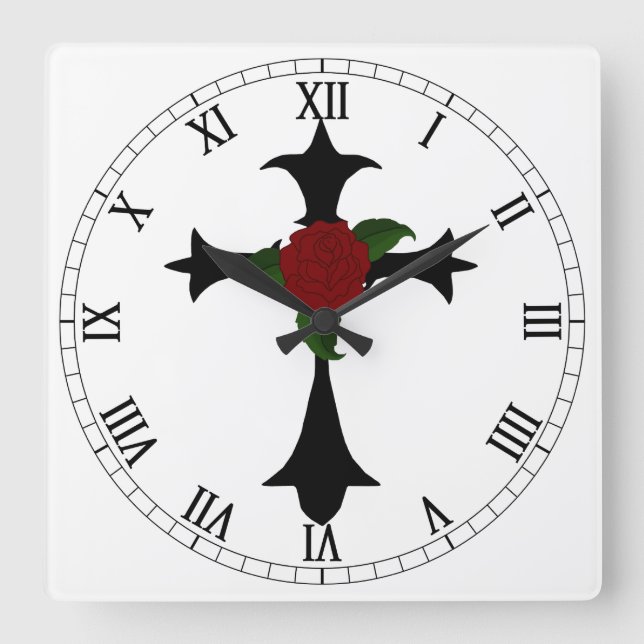 Römische Zahlen zwischen den Römischen Stämmen Quadratische Wanduhr (Vorderseite)