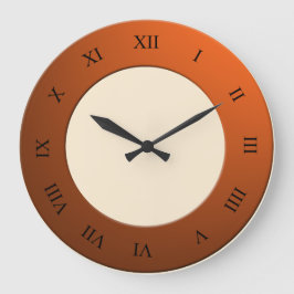 Römische Ziffern auf Orangenrahmen in jeder Farbe Große Wanduhr