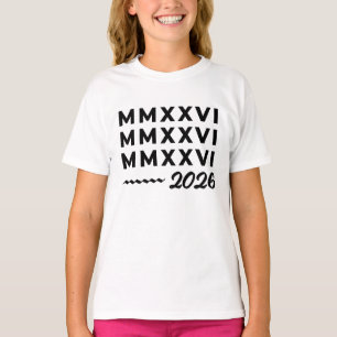 Römische Ziffern MMXXVI – 2026 Schwarz Moderne Typ T-Shirt