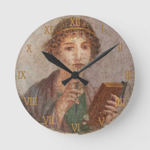 Römische Ziffern Pompeji Kunst Sappho Mädchen mit  Runde Wanduhr