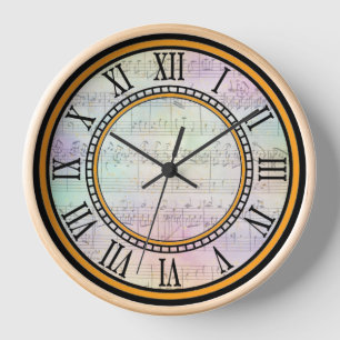 Römische Ziffern-Uhr-Design mit alter Notenblatt Uhr