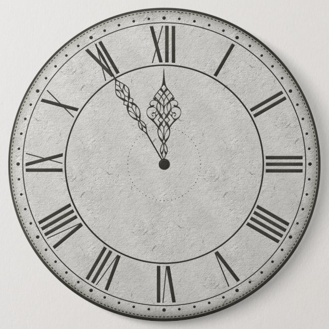 Römische Ziffern-Ziffernblatt B&W Button (Vorderseite)