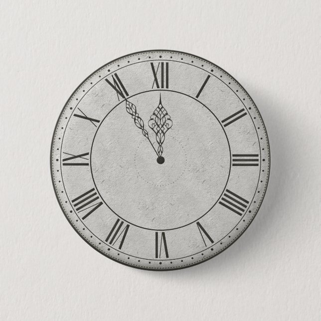 Römische Ziffern-Ziffernblatt B&W Button (Vorderseite)