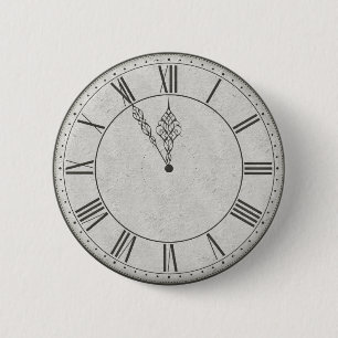 Römische Ziffern-Ziffernblatt B&W Button