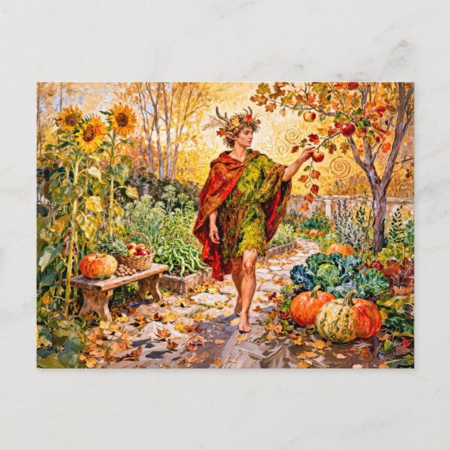 Römischer Gott Faunus Herbstgarten Postkarte (Vorderseite)
