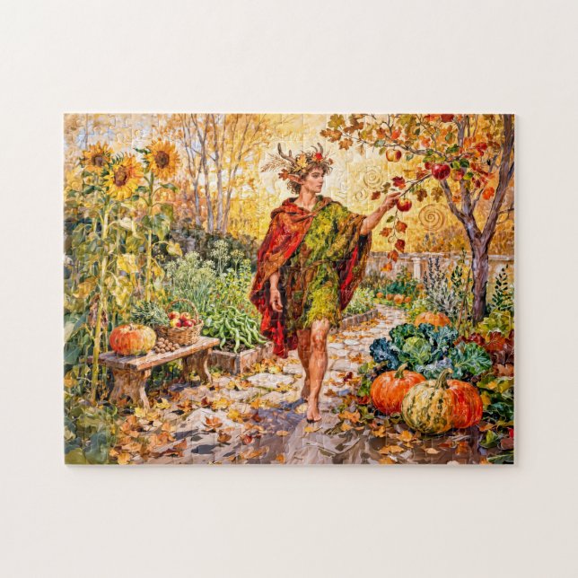 Römischer Gott Faunus Herbstgarten Puzzle (Horizontal)