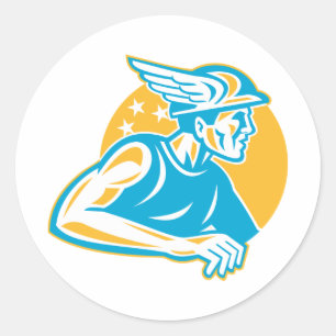 Römischer Gott Mercury Hermes Runder Aufkleber