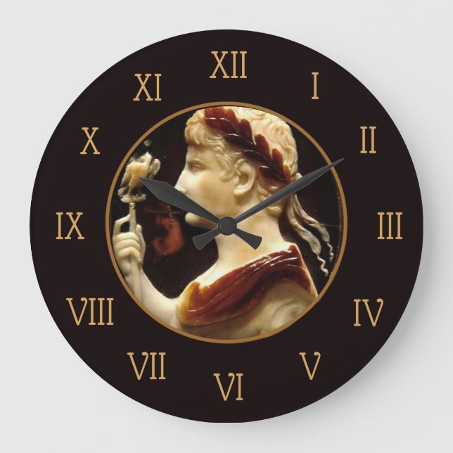 Römischer Kaiser Octavian Augustus Cameo Elegante  Große Wanduhr (Vorderseite)