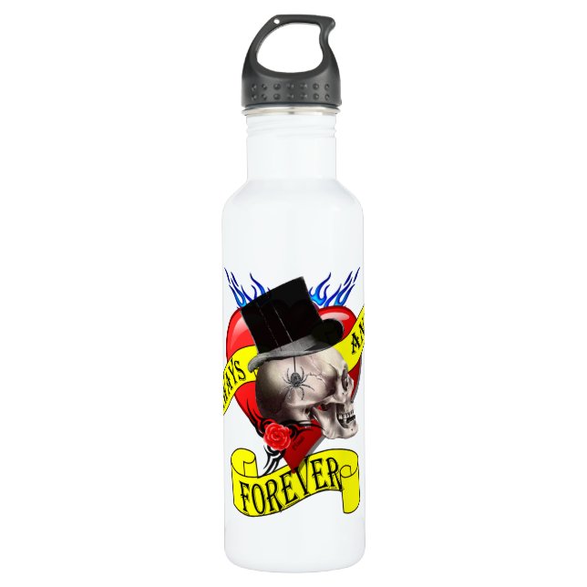 Römischer Schädel und Valentine Liebe Edelstahlflasche (Vorderseite)